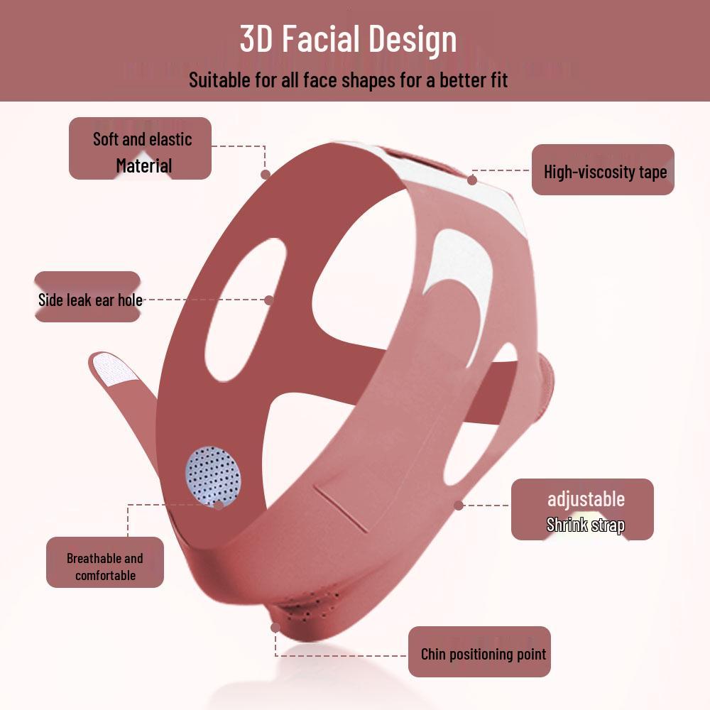 Red Bean Paste Color Graphene V-Face Lifting Mask with Upgraded Design - Thin & Breathable Sleep Bandage