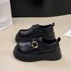 New one-pedal black fashion versatile autumn platform thick heel small leather shoes women
