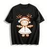 Christmas Reindeer Gingerbread Man Print Kids Family Sweatshirt Pure Cotton T-shirt