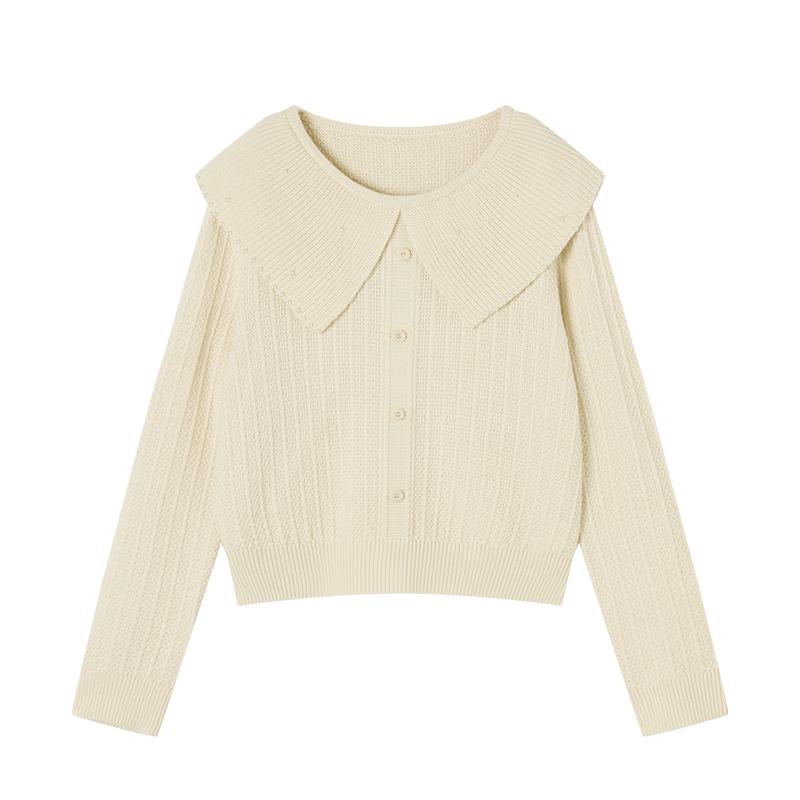 

Xiangying Women s Beaded Doll Collar Knit Sweater XL