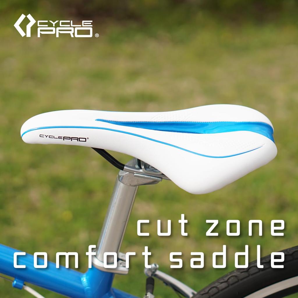 CYCLE PRO Cut Zone Comfort Saddle 298g [CP-SD3256] White/Blue