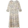 JUZUI Elegant Mulberry Silk Print V-Neck Dress