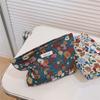Retro Flower Pattern Canvas Cosmetic Bag Makeup Bag Travel Toiletry Accessories Organizer Pouch