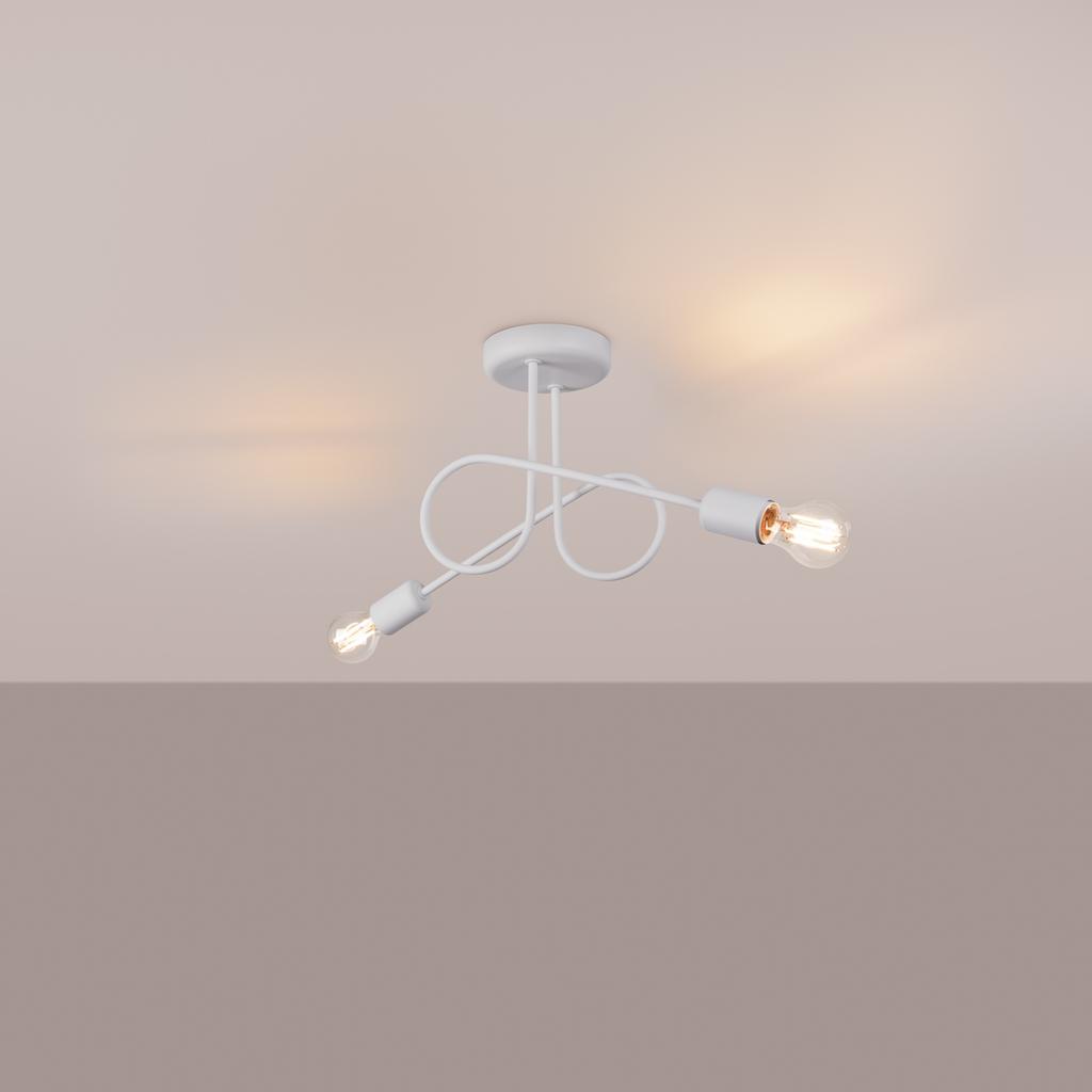Lampa Sufitowa Loftowa Biała Pętla Do Salonu Przedpokoju 2Xe27 15W Loop Sollux Lighting
