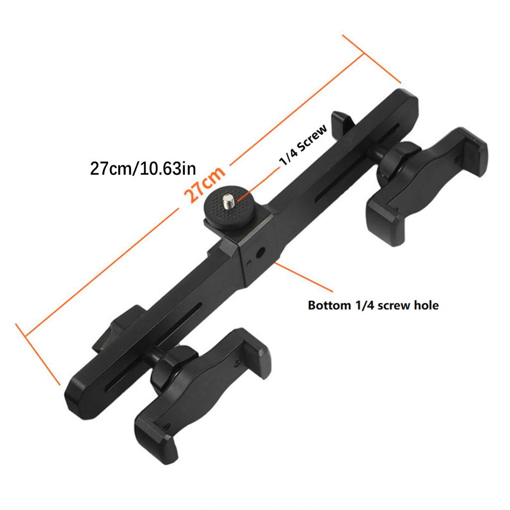 Smartphone Mount Double Clip Tripod Adjustable Movable Crossbar Clip for Living Stream Video Recording Selfie Holder Part