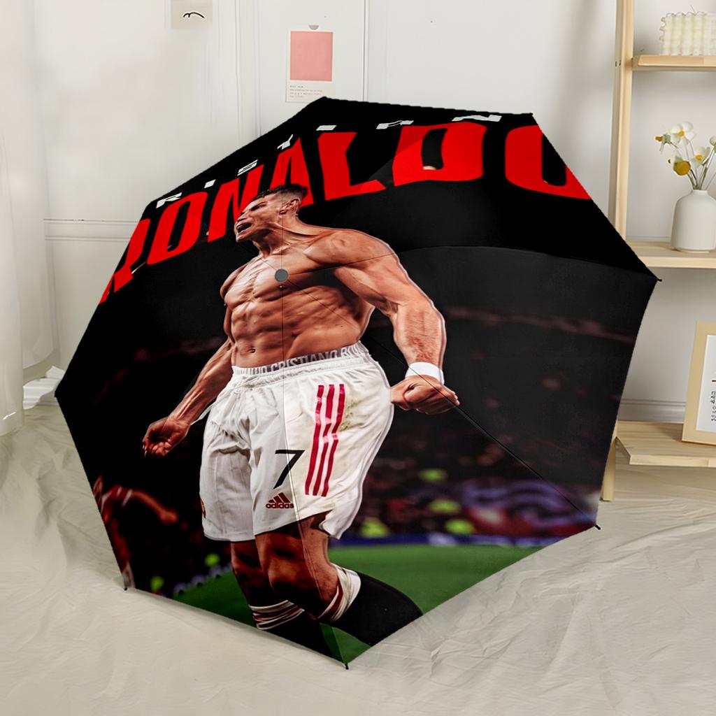 Cristiano Ronaldo Juventus Compact Travel Automatic Umbrella Sturdy 8-Rib Shaft Durable Plastic & Iron for Outdoor Daily Use Fashionable