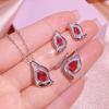 New Womens Jewelry Three piece Set with Irregular Red Zircon Party Jewelry