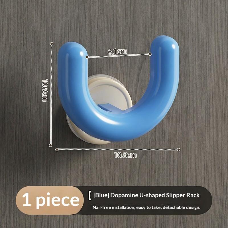 Dopamine Suction Cup Slipper Holder Multifunctional U-Shaped Moisture-Proof Rack for Bathroom Laundry Room Storage