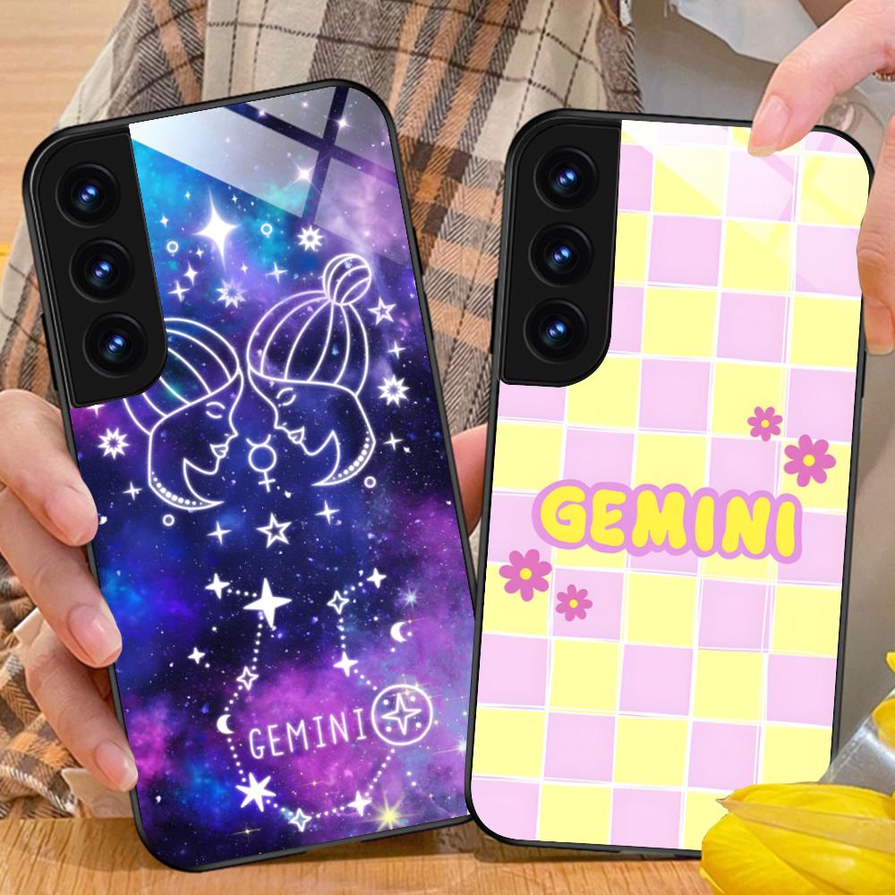 Zodiac Sign Gemini Mobile Phone Case for Samsung Galaxy S26 S25 S24 S23 S22 S21 S20 Note20 Plus FE Ultra Glass Colorful Cover