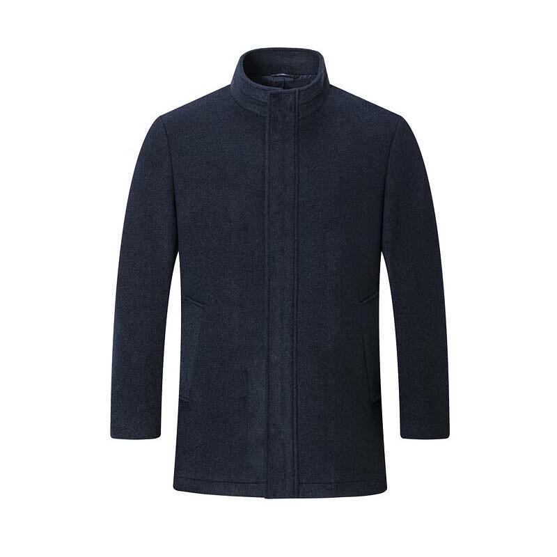 SEPTWOLVES Men's Wool Blend Stand Collar Overcoat