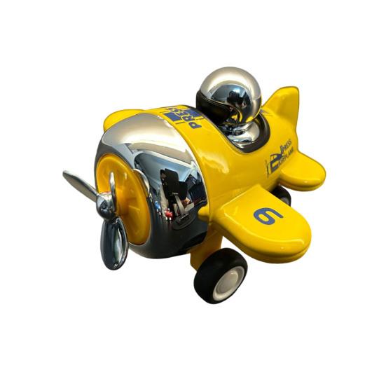 Alloy Cartoon Airplane Toy Press Aircraft Toy Go Propeller Toddlers Boys Girls Educational Pull-back Plane жёлтый