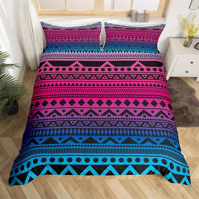 Funda nórdica con estampado floral bohemio, funda de edredón con estampado de mandala y cachemira, juego de cama de microfibra con diseño geométrico azteca y mexicano, tamaño individual y queen.