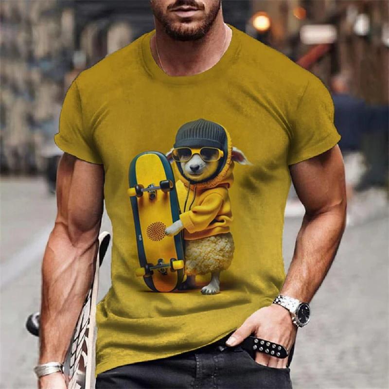 Summer Animals Pattern 3D Print T-shirts Harajuku Style Hip Hop Street Short Sleeve Outdoor Sports Quick Dry Breathable Fashion Men's T-shirts