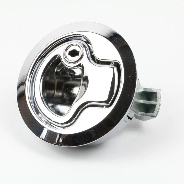 Zinc Alloy Round Locking Flush Pull Push to Close Slam Latch Chrome Plated Marine Boat Hatch Lock for RV Compartment Access Door