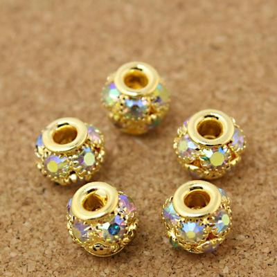 4 Stücke 8*9mm Zwei Farben Diamanten rand Großes Loch Kupfer Runde Perlen Für Schmuck Machen DIY Armband Halskette Ohrring