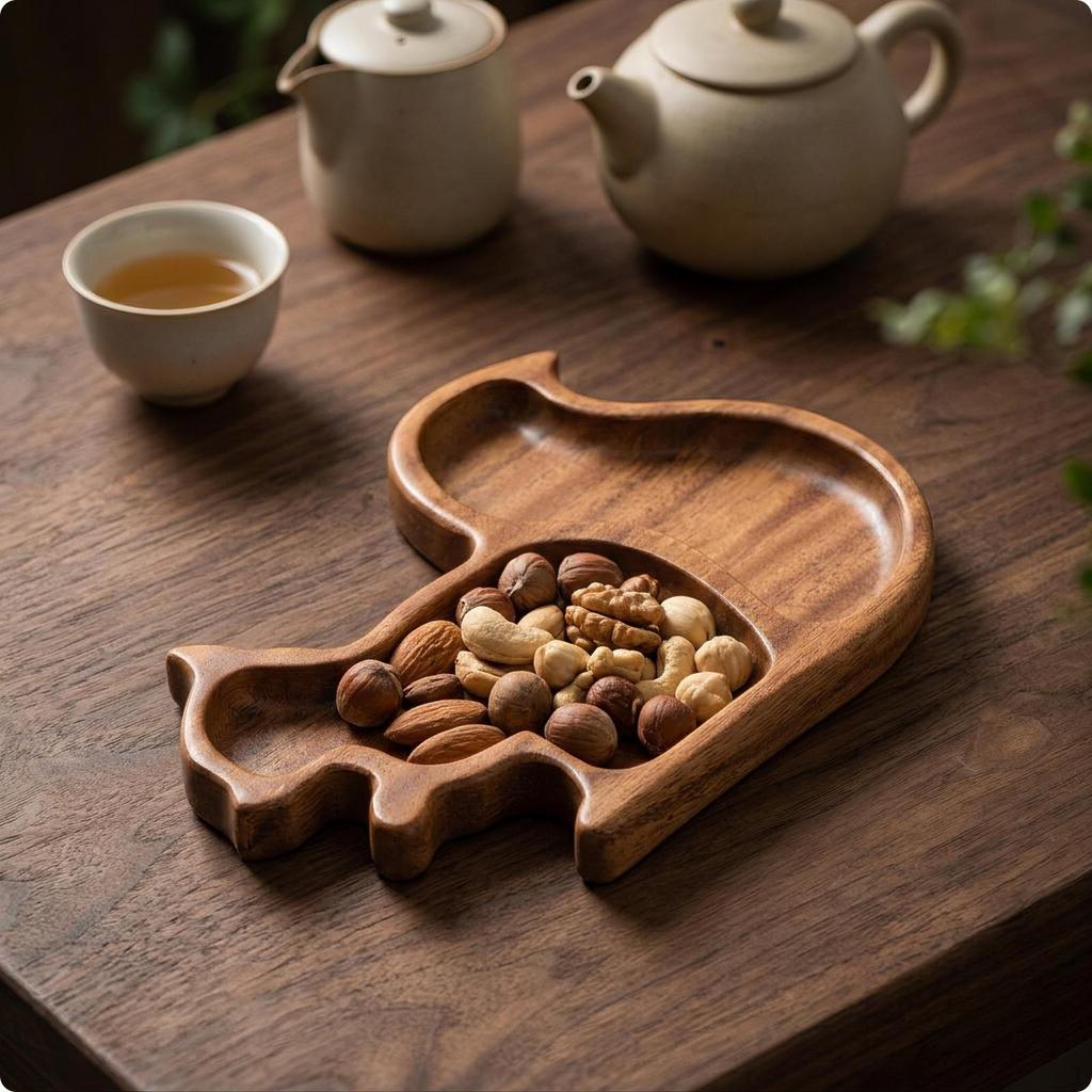 Squirrel Tray Farmhouse Platter with Sections Brown for Tabletop Display
