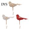 Gold Silver Red Bird Tree Ornaments Glitter Christmas Ornament with Metal Clip for Decoration, Sparkling Tabletop Floral Decor Figurine, Sequins