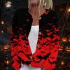 Damen Halloween Print Langarm Strickjacke Knopfleiste Mantel