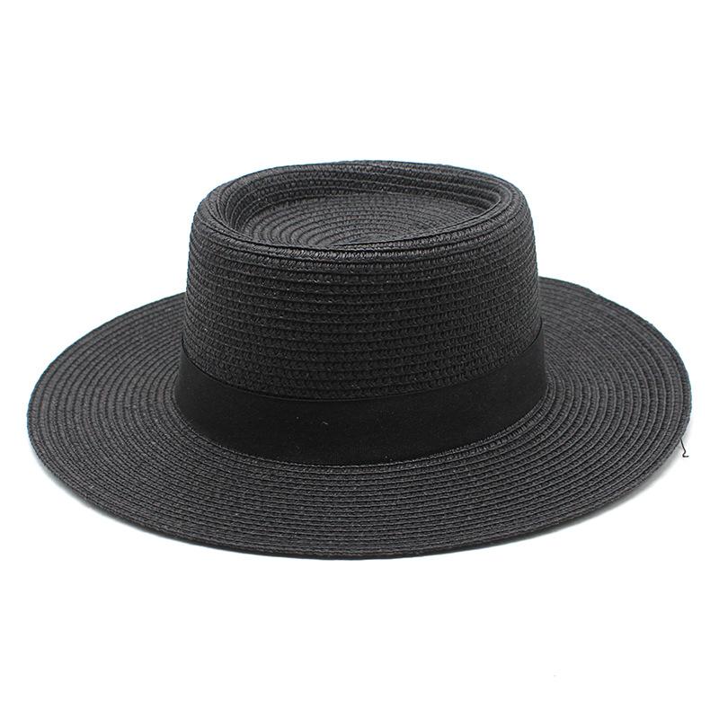 20 Color Summer Beach Sun Hats For Women Man Foldable Round Flat Top Big Brim Straw Hat Solid Color Outdoor Holiday Visor Caps