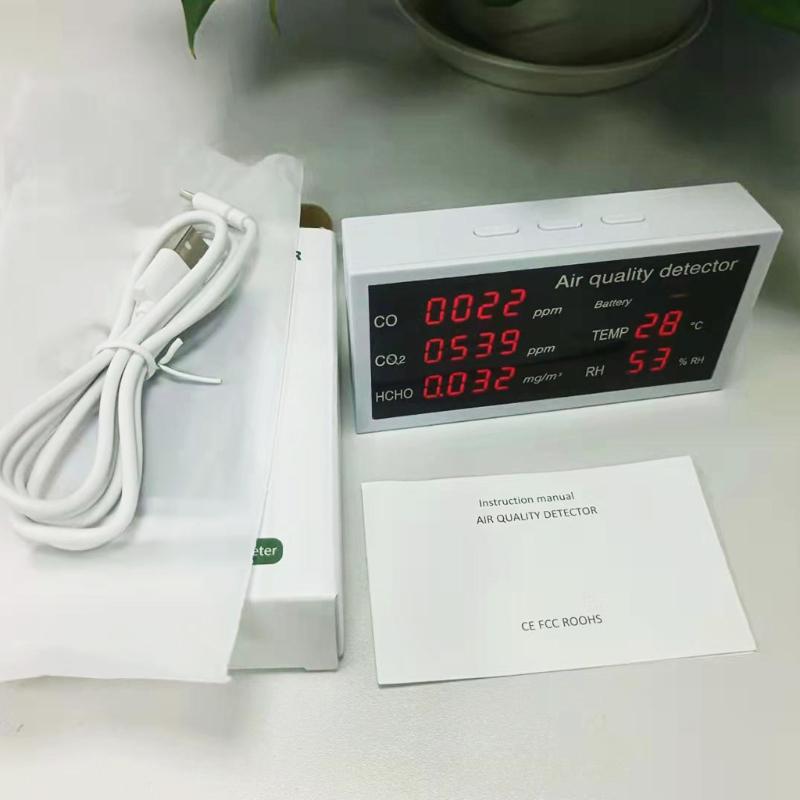 5-in-1 Indoor Air Quality Sensor HCHO/TVOC/AQI/CO / CO2 Meter Multifunctional Air Gas Detector Real for Time Data Record