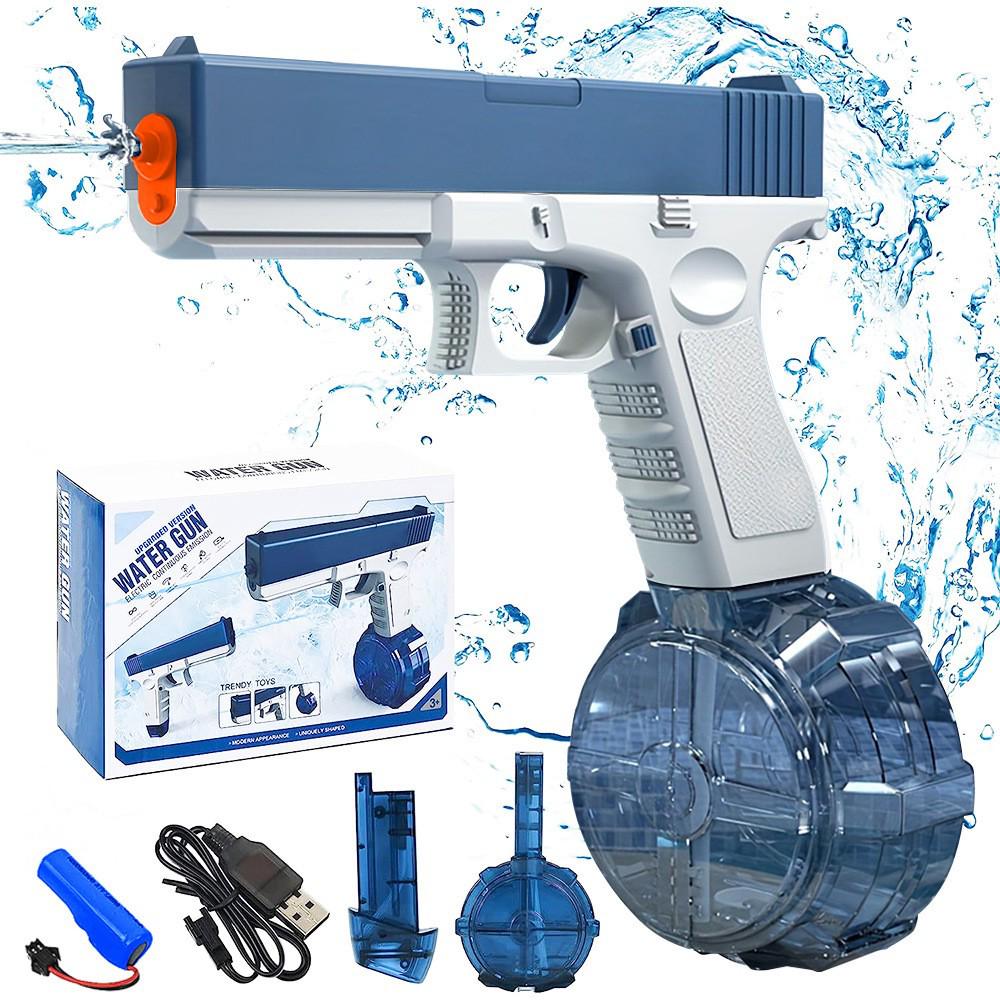 

Детский высокоскоростной автоматический водяной пистолет Glock большой емкости синий