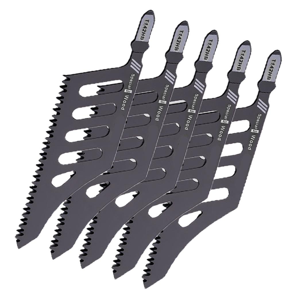 5 Pcs Flush Cutting Jigsaw Blade High Carbon Steel Irregular Curve Saw Blades with Handle for Softwood Fiberboard