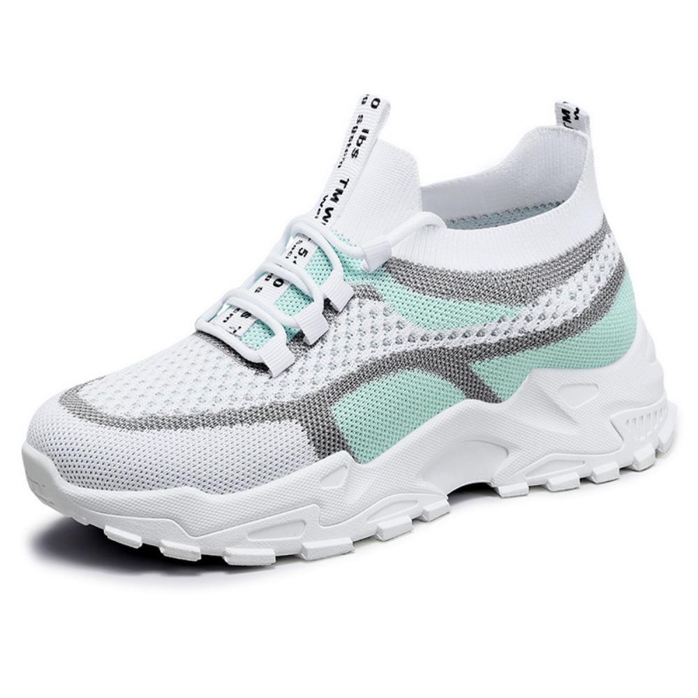Women's Breathable Woven Sneakers - Lightweight Casual Platform Running Shoes Low-Top Lace-Up Desig Ladies Sneakers