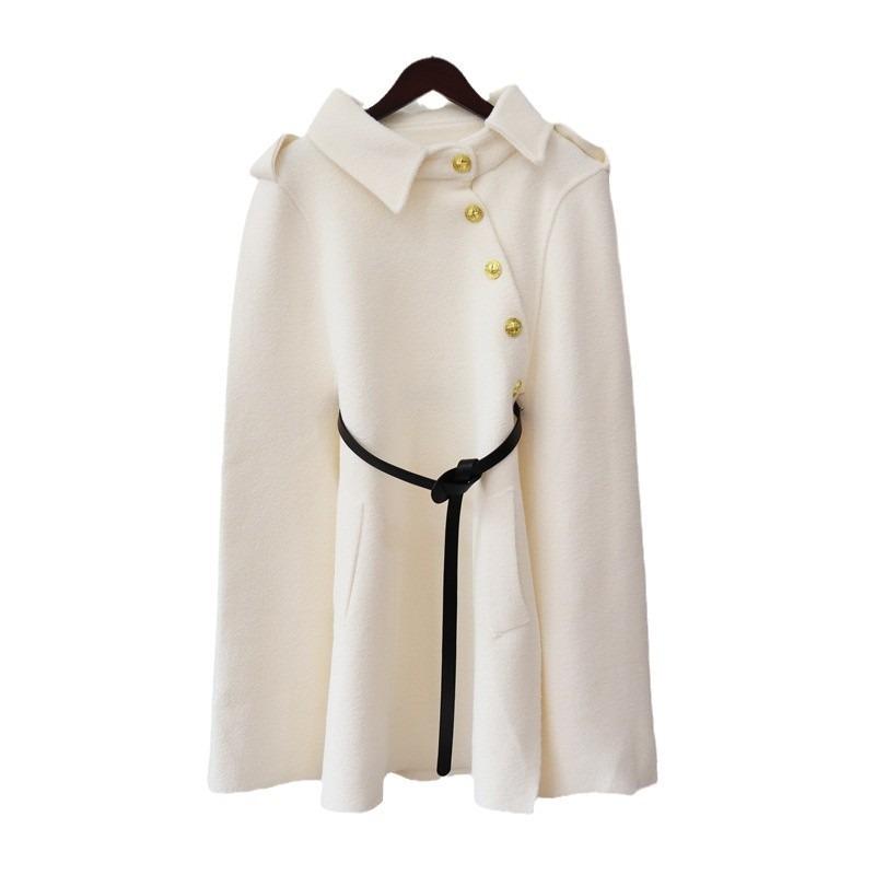 Autumn and winter new temperament knitted double-sided woolen shawl coat belt sweater jacket women