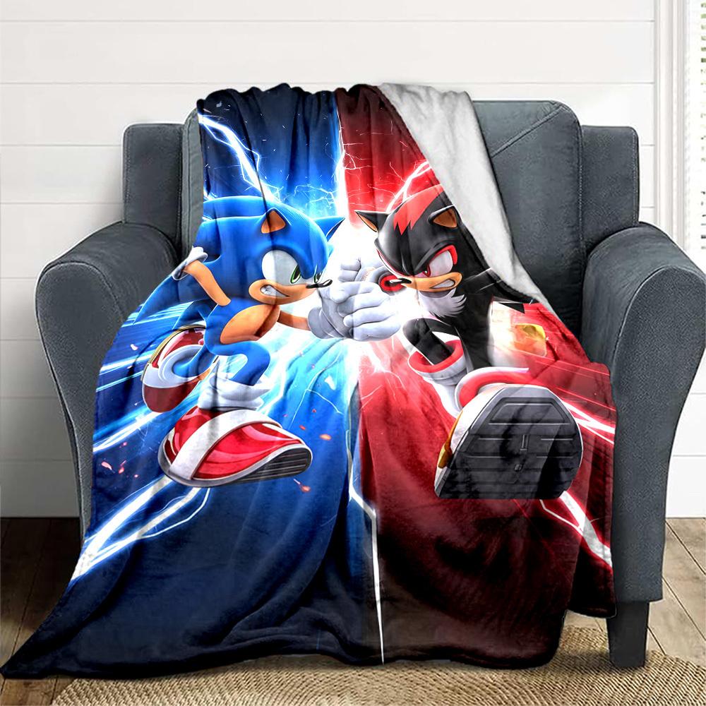 1 pezzo Coperta in Flanella Sonic Shadow, Morbida e Delicata sulla Pelle con Stampa Digitale, Varie Misure Disponibili per Famiglia, Amici, Compleanno