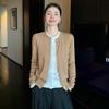 Women's Long Sleeve 100% Wool Single-Breasted Knit Cardigan - Half-High Neck, Loose Fit, Autumn-Winter Base Layer
