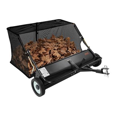 Bogserbar gräsklippare, 122 cm dragbar trädgårdsräfsa, 26 cu. ft Hinkväska Kapacitet, Löv- och Gräsuppsamlare med Tömningsrep