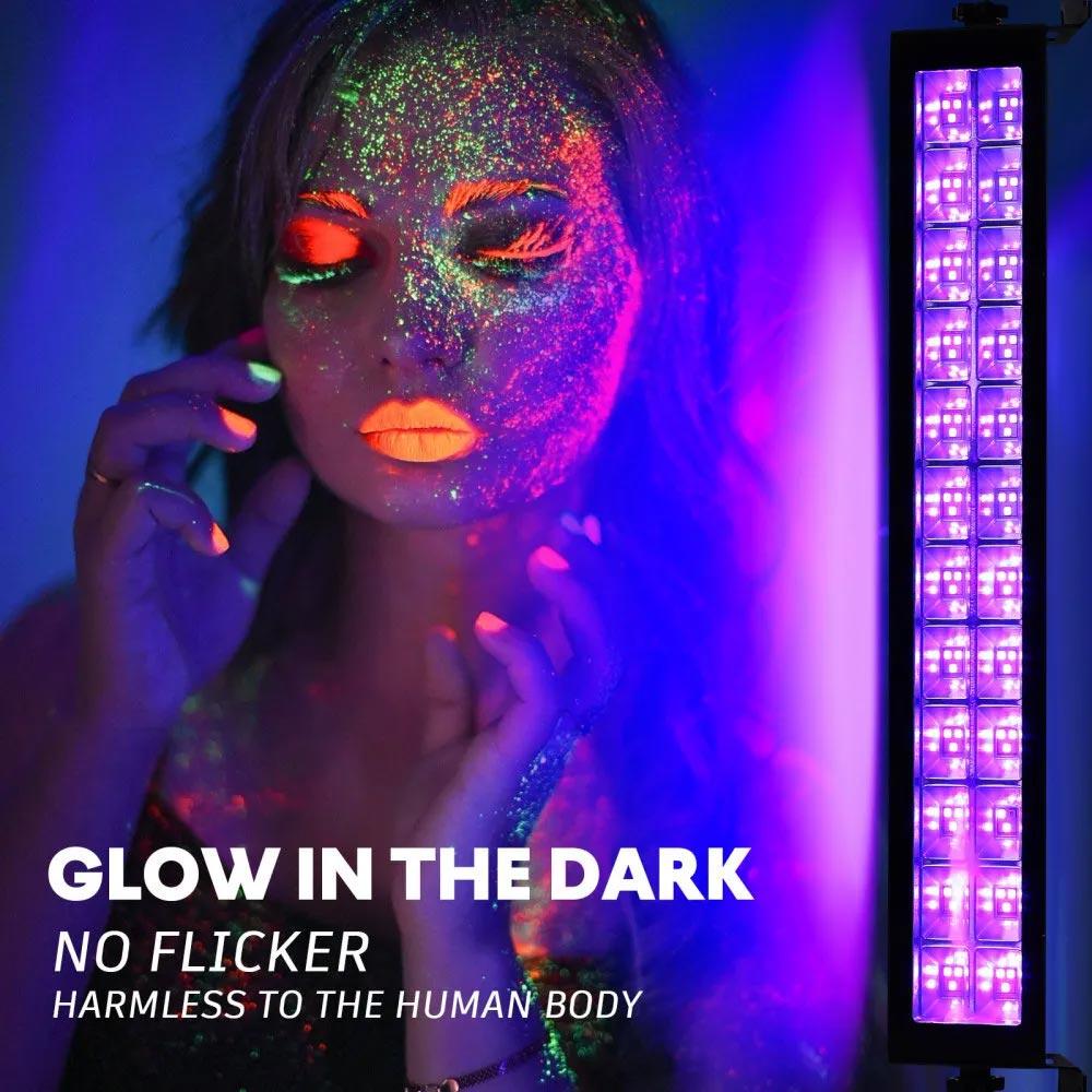 96W/48W/24W Fluorescent Black UV Light Party Bar Glow In Dark Party Supplies for Christmas Blacklit Party Stage Light Xmas Party