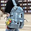 New and old newspapers, literary printing backpack, light travel girl backpack, college student schoolbag