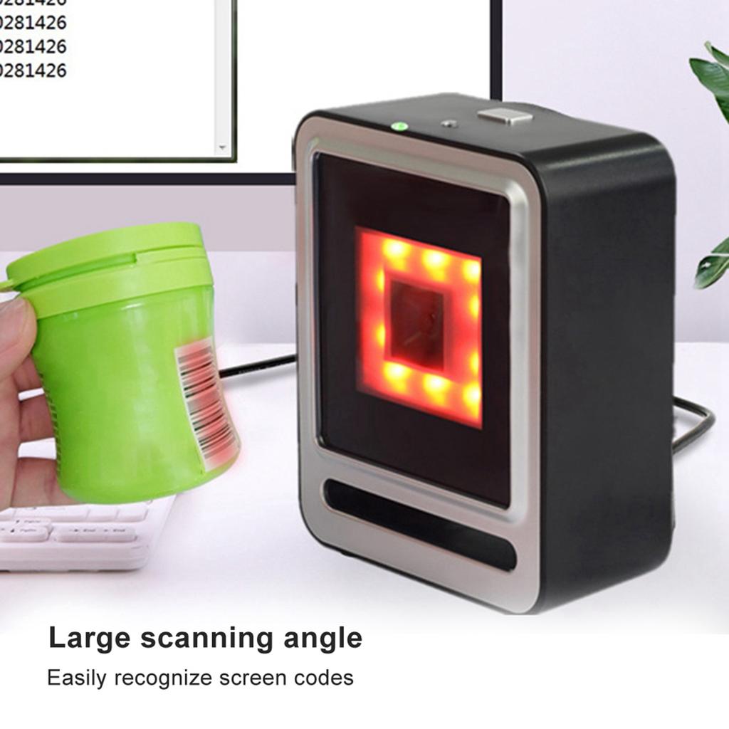 Fixed Bar  Scanner 1D QR 2D HandsFree Desktop Bar   Reader with USB Cable LED Light