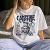 Funny Campfire Coffee Shirt - Retro Camping Gift - Sarcastic Campfire Coffee Clothing