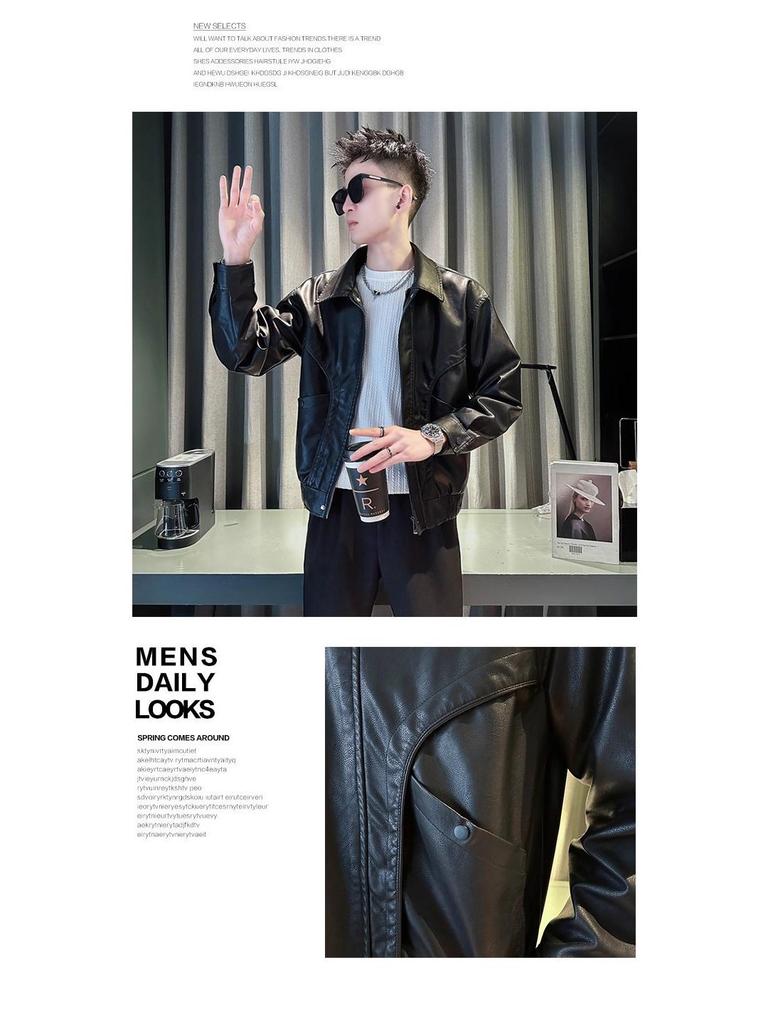 Men's High-End Trendy PU Leather Jacket - New 2025 Autumn/Winter Stylish Rogue Design