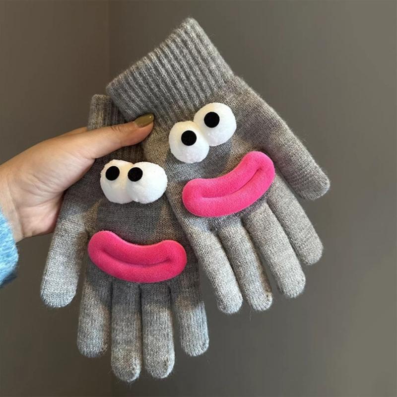 Hübsche Würstchenmund-Touchscreen-Handschuhe für Damen und Mädchen, weiche Winterwärme-Handschuhe mit Fingerloch für Outdoor-Aktivitäten