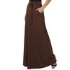 Women Maxi Skirt Adjustable Drawstring High-Waisted Solid Color Long Skirt with Pockets Casual Work Skirt