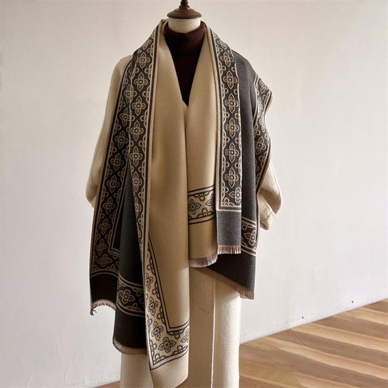 Simple business style autumn and winter new imitation cashmere scarf versatile jacquard warm fashion scarf air conditioner sofa blanket