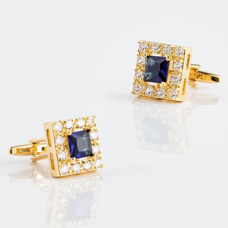 Golden Square Inlaid Zircon Rhinestone Cufflinks Men s French Shirt CS-0029
