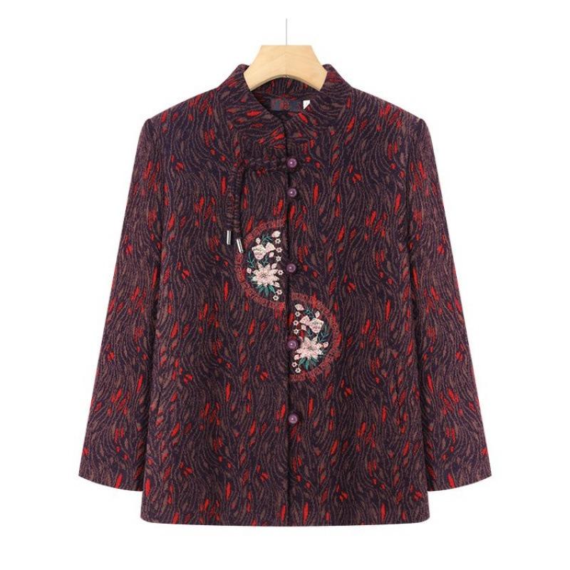 Elderly Mother Autumn and Winter Woolen Coat Year Old 0 Grandma Clothes Plush Warm Old Lady Tang Suit Top