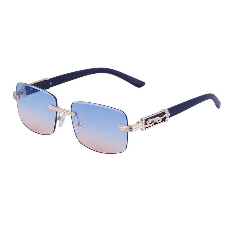 

Винтажные солнцезащитные очки без оправы, мужские солнцезащитные очки, модные очки с леопардовым принтом