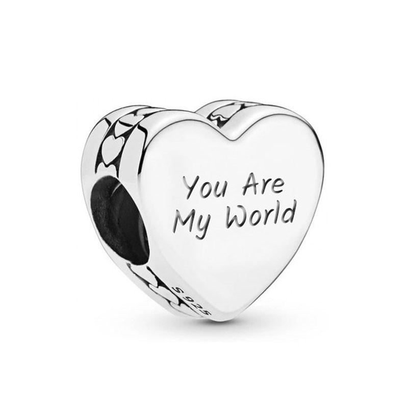 New 925 Sterling Silver Heart Be Magical You Are My World Girlfriend Bead Fit Original Charms Bracelet Jewelry Diy