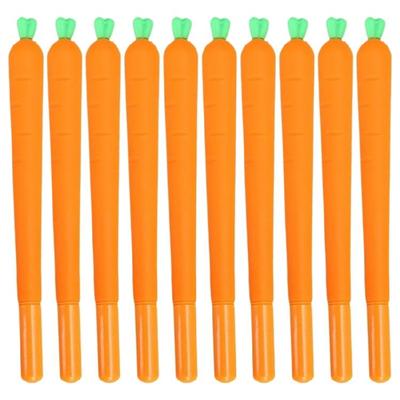 10x Carrot Gel Pen Neutral Pen Black Ink Writing Pen Signature Pen Rollerball Pen for Student