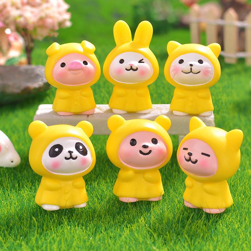 

6 шт./набор микропейзажных креативных миниатюр панд, животных, смоляных украшений, сделай сам, украшение для сада фей 2.1-2.8cm жёлтый
