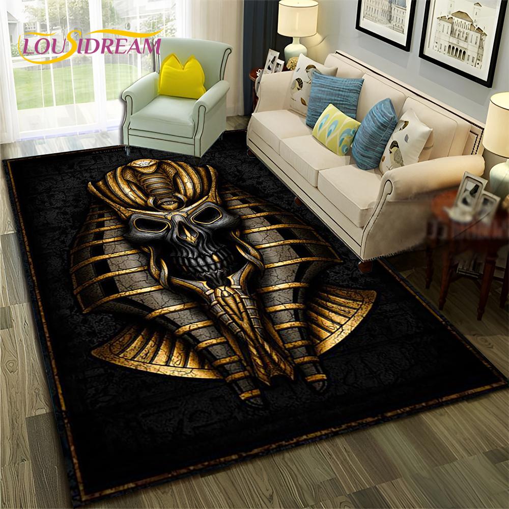 Egyptian Mythology Pharaoh Hieroglyphics Carpet Rug for Home Living Room Bedroom Sofa Doormat Decor,Area Rug Non-slip Floor Mat