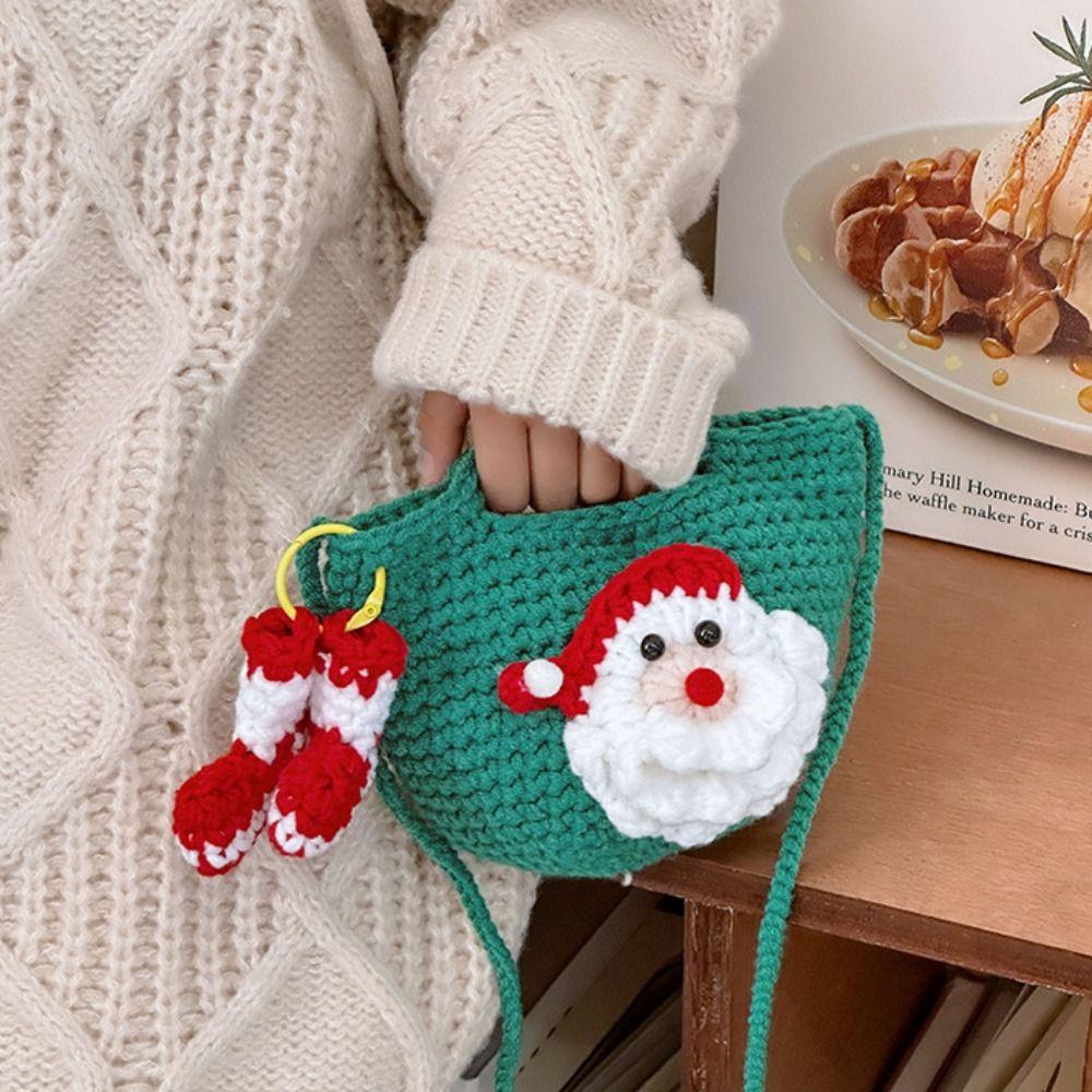 

Сумка для конфет на Рождество и Хэллоуин, вязаная сумка через плечо Kriss Kringle, сумка для Санта-Клауса, детский сад