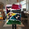 Spliced Jujutsu KaisenPrint Flannel Blanket, High quality Comfortable for All Seasons, Home Decor, Warmth and Comfort