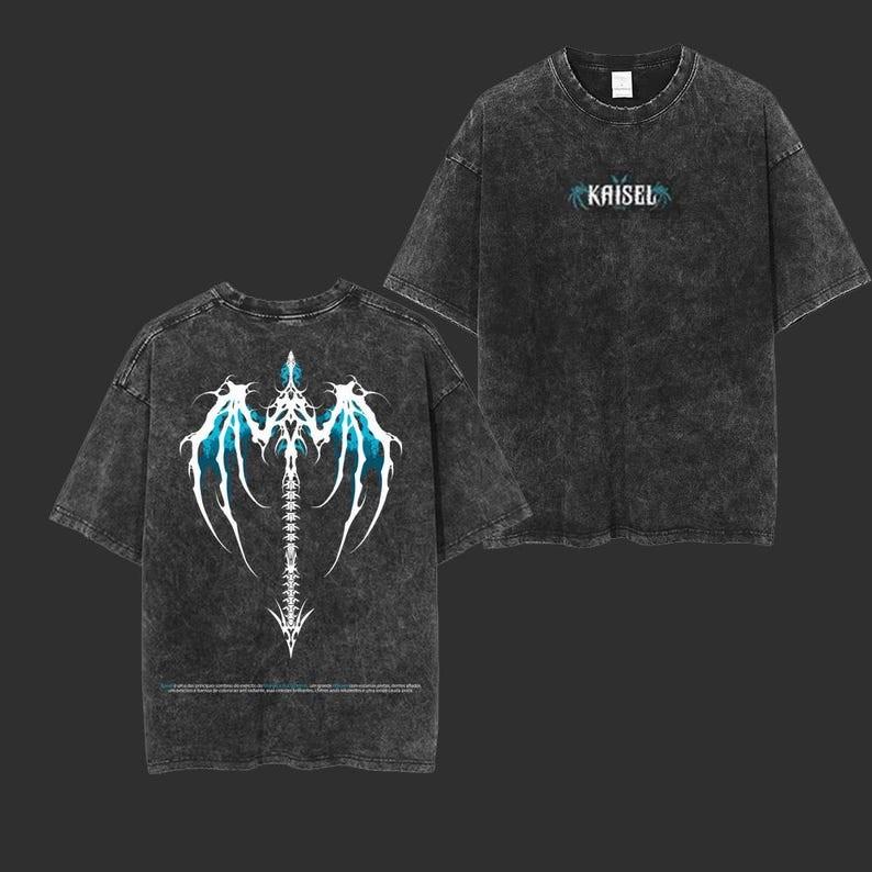 Shadow Dragon Retro Anime Acid Wash Tee, Vintage Graphic Shirt