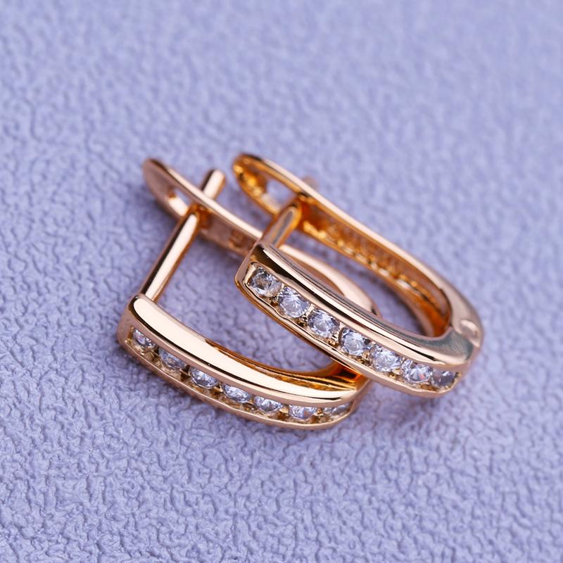 MINTHA Klasik Klipsli Küpeler Trend Rose Gold Rengi Düğün Günlük Moda Takı Yeşil Kübik Zirkonya Geometri Küpeler Kadınlar İçin Gelin Küpeleri
